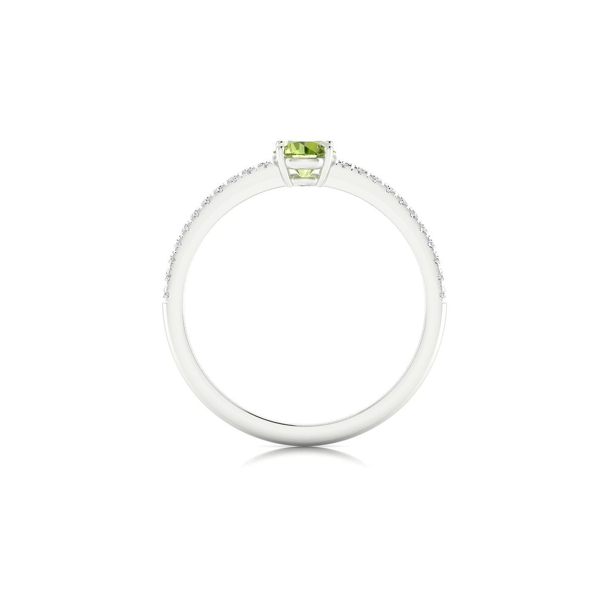 Timeless | 18k White Gold 4.5 mm Round Peridot Ring