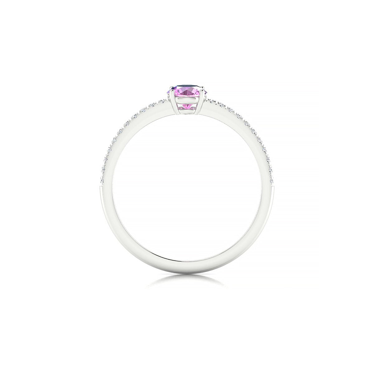 Timeless | 18k White Gold 4.5 mm Round Pink Sapphire Ring