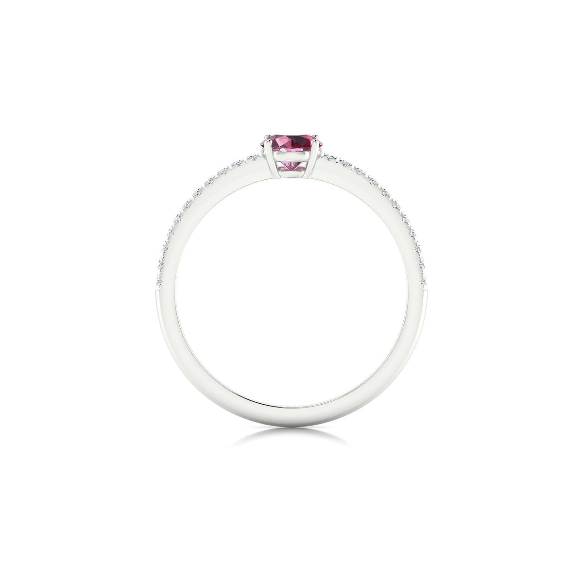 Timeless | 18k White Gold 4.5 mm Round Rhodolite Ring