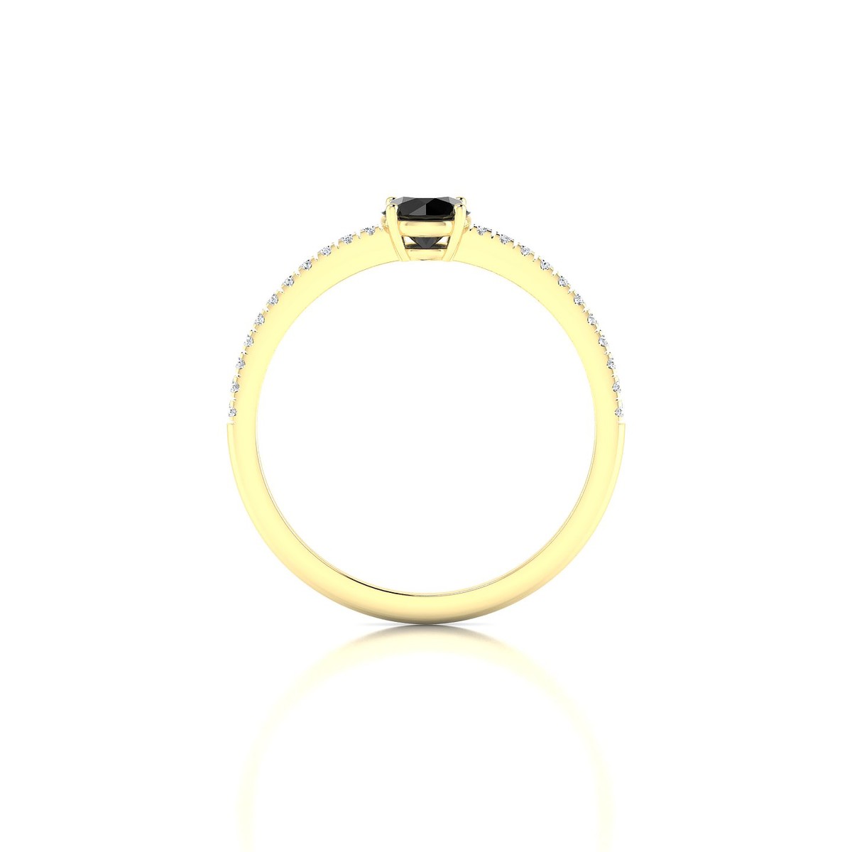 Timeless | 18k Yellow Gold 4.5 mm Round Black Diamond Ring