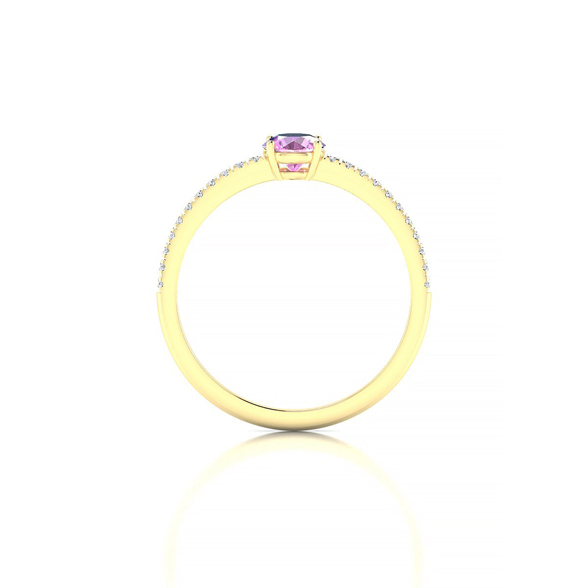 Timeless | 18k Yellow Gold 4.5 mm Round Pink Sapphire Ring