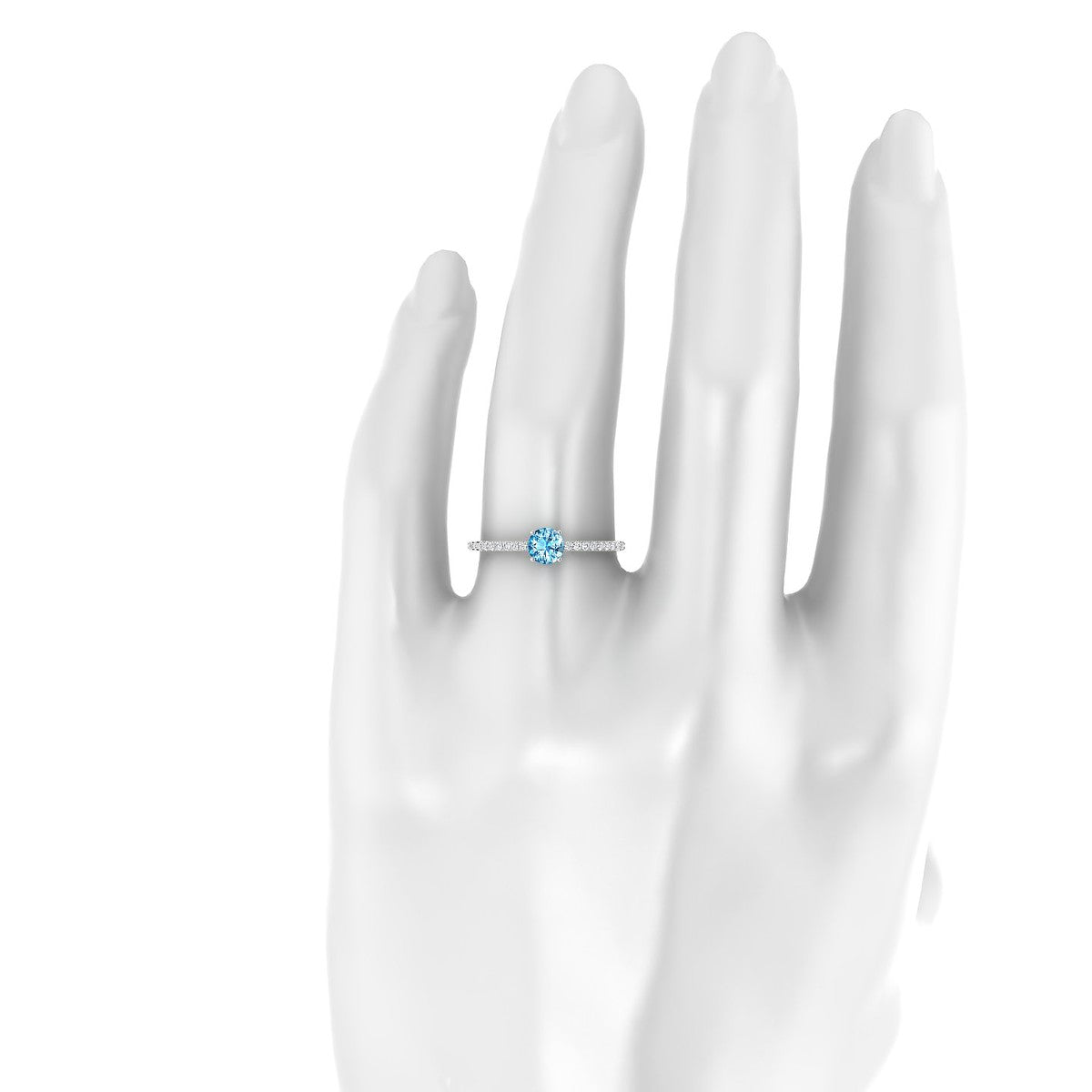 Timeless | 18k White Gold 4.5 mm Round Topaz Ring