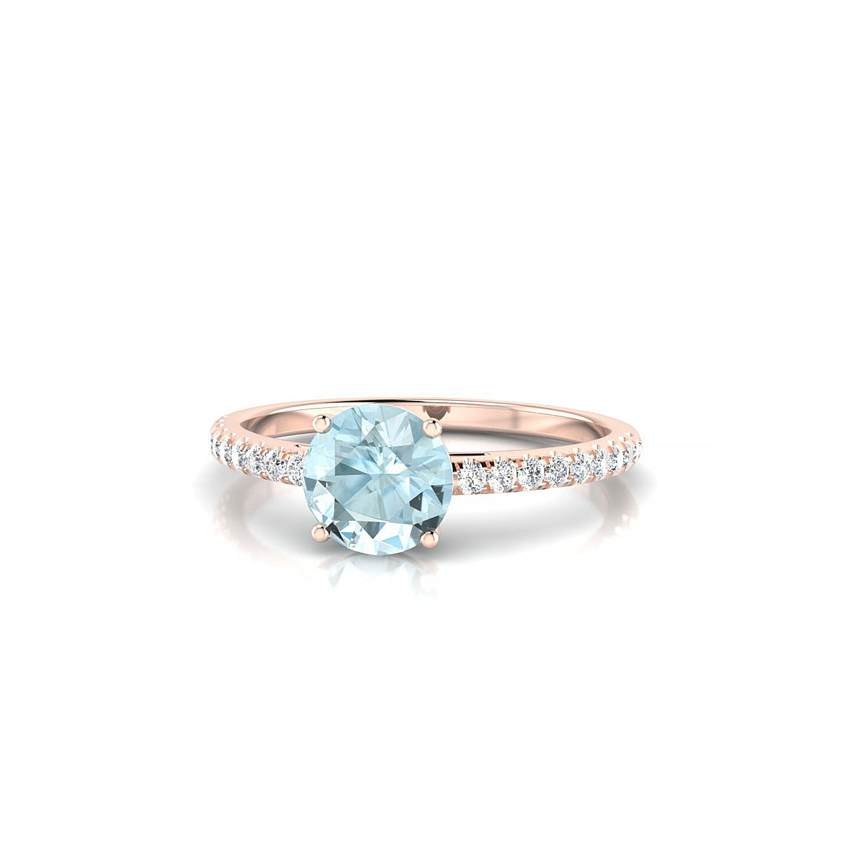 Timeless | 18k Rose Gold 6 mm Round Aquamarine Ring