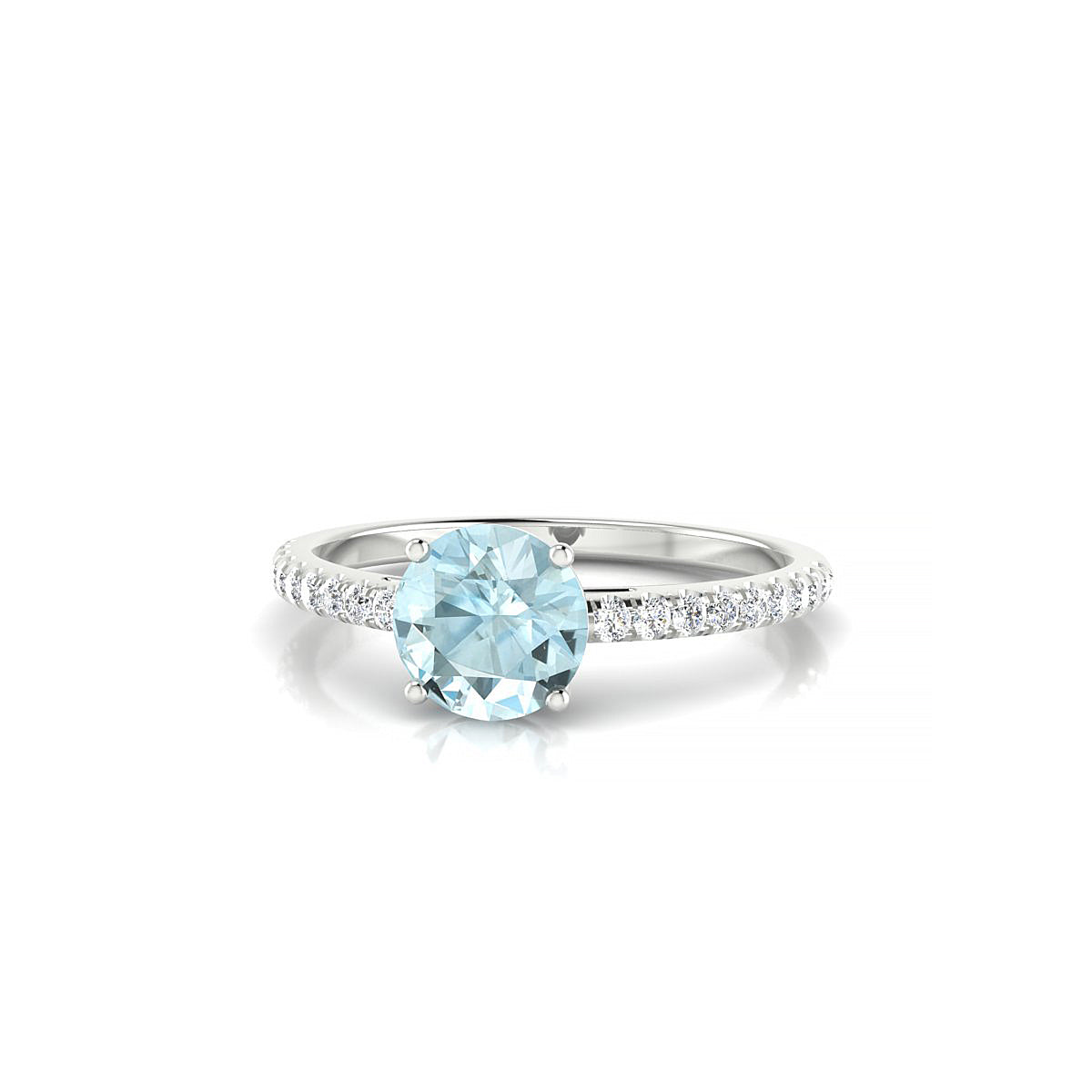 Timeless | 18k White Gold 6 mm Round Aquamarine Ring