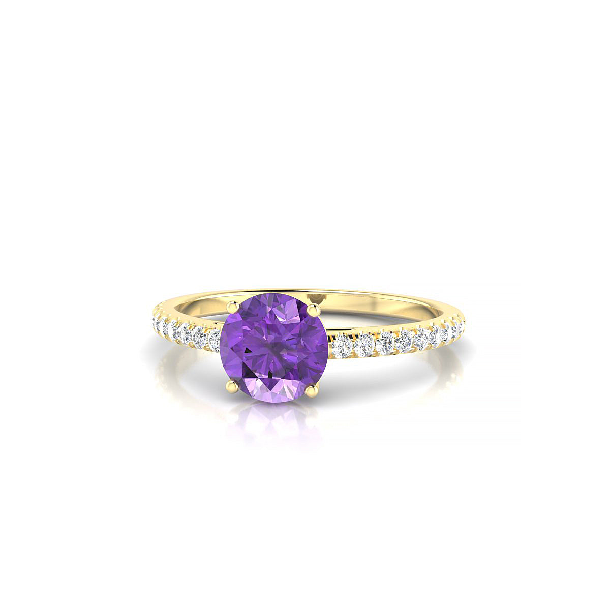Timeless | 18k Yellow Gold 6 mm Round Amethyst Ring