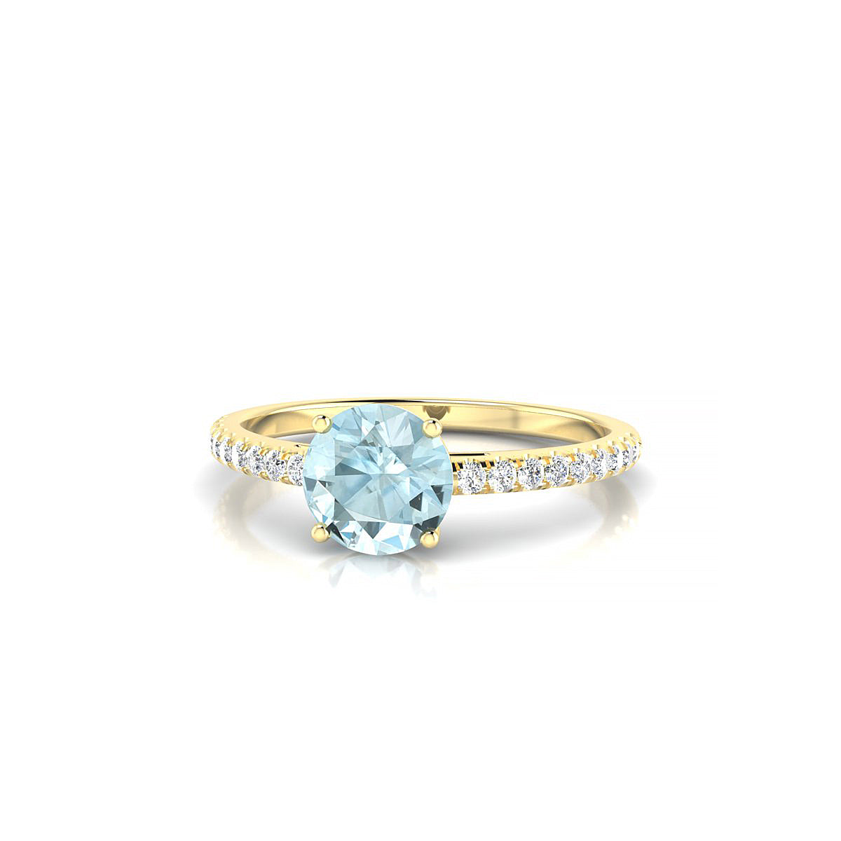 Timeless | 18k Yellow Gold 6 mm Round Aquamarine Ring