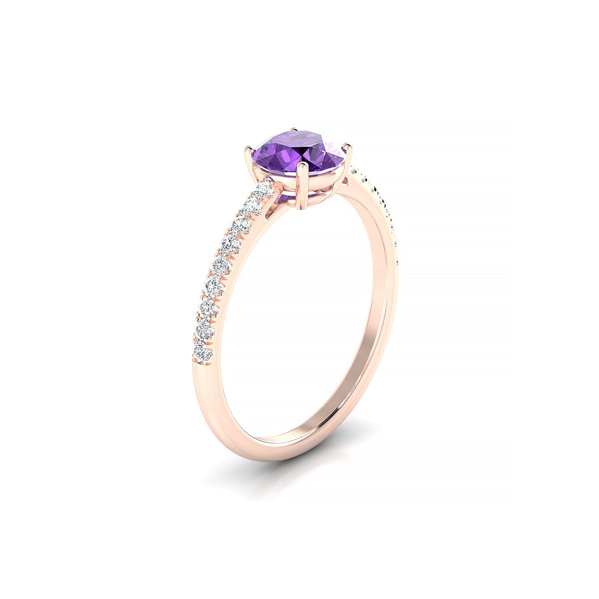 Timeless | 18k Rose Gold 6 mm Round Amethyst Ring