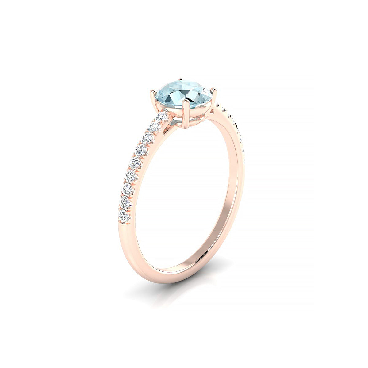 Timeless | 18k Rose Gold 6 mm Round Aquamarine Ring