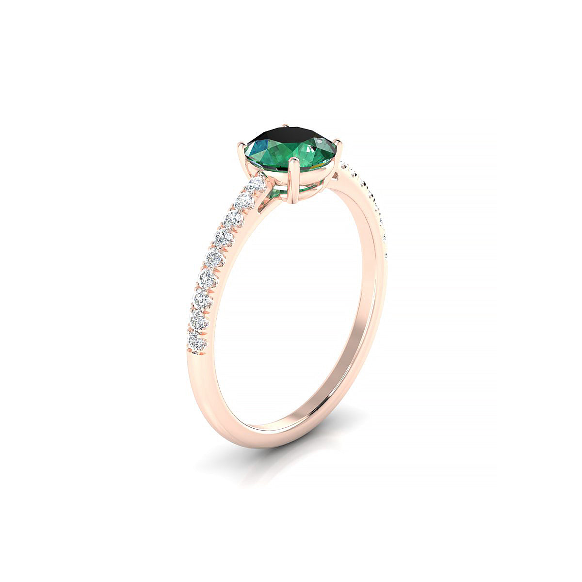 Timeless | 18k Rose Gold 6 mm Round Emerald Ring