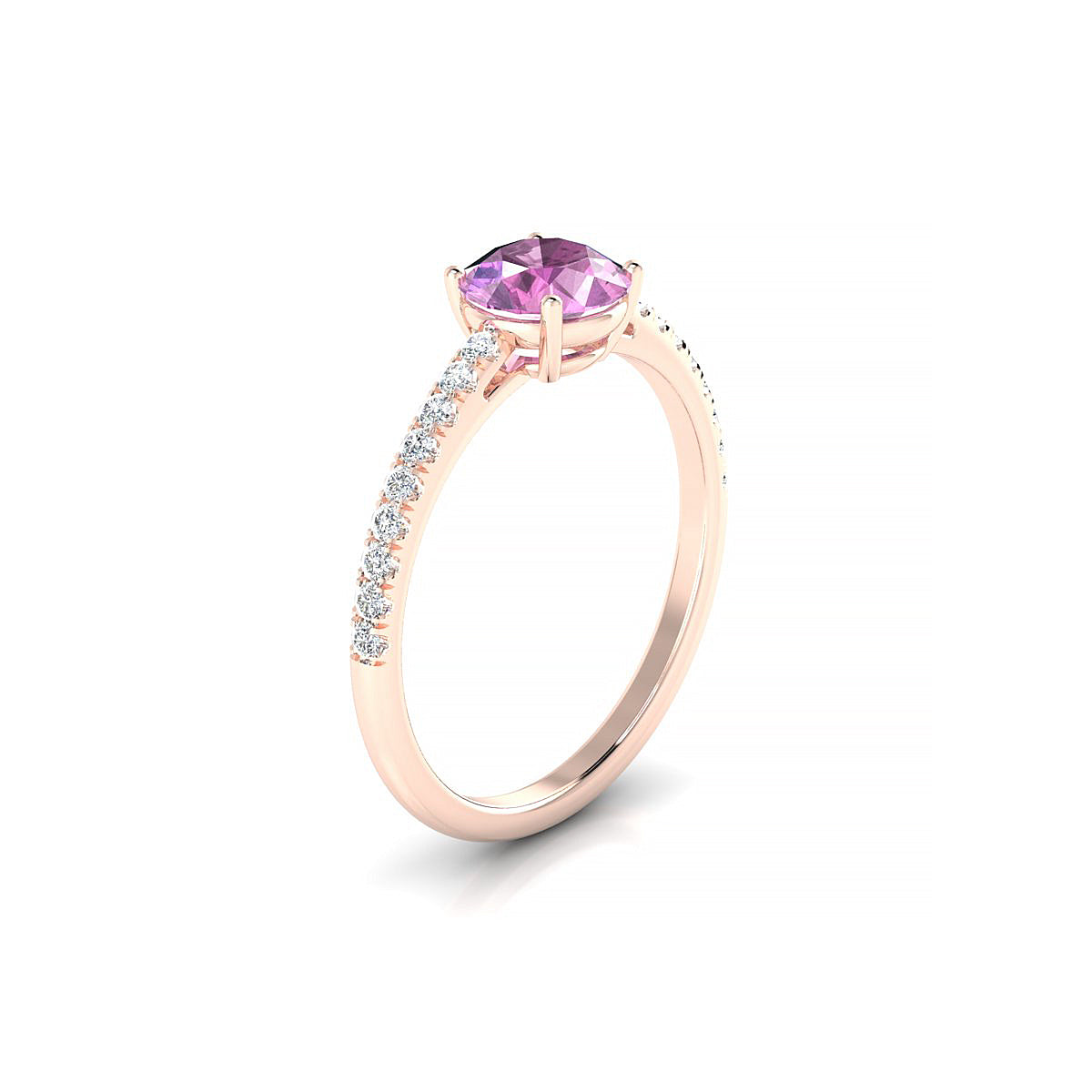 Timeless | 18k Rose Gold 6 mm Round Pink Sapphire Ring