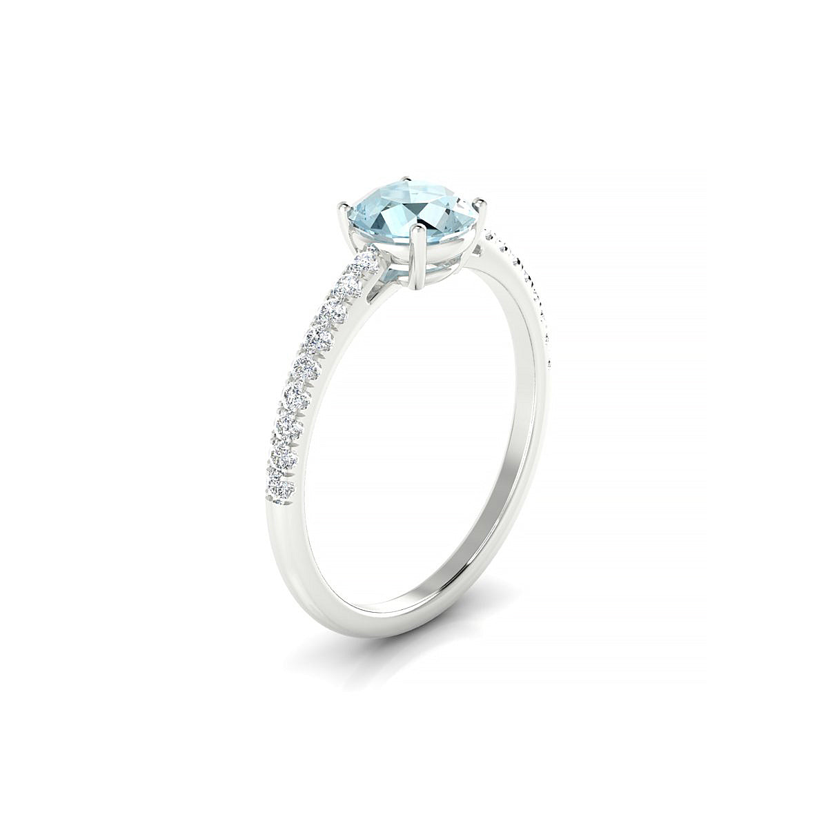 Timeless | 18k White Gold 6 mm Round Aquamarine Ring