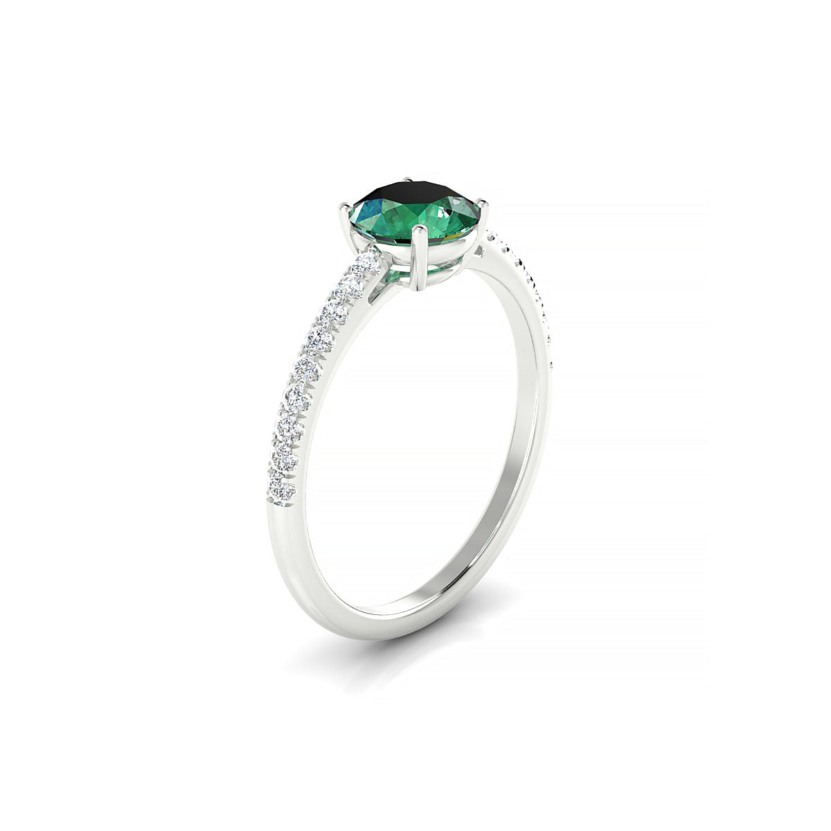 Timeless | 18k White Gold 6 mm Round Emerald Ring