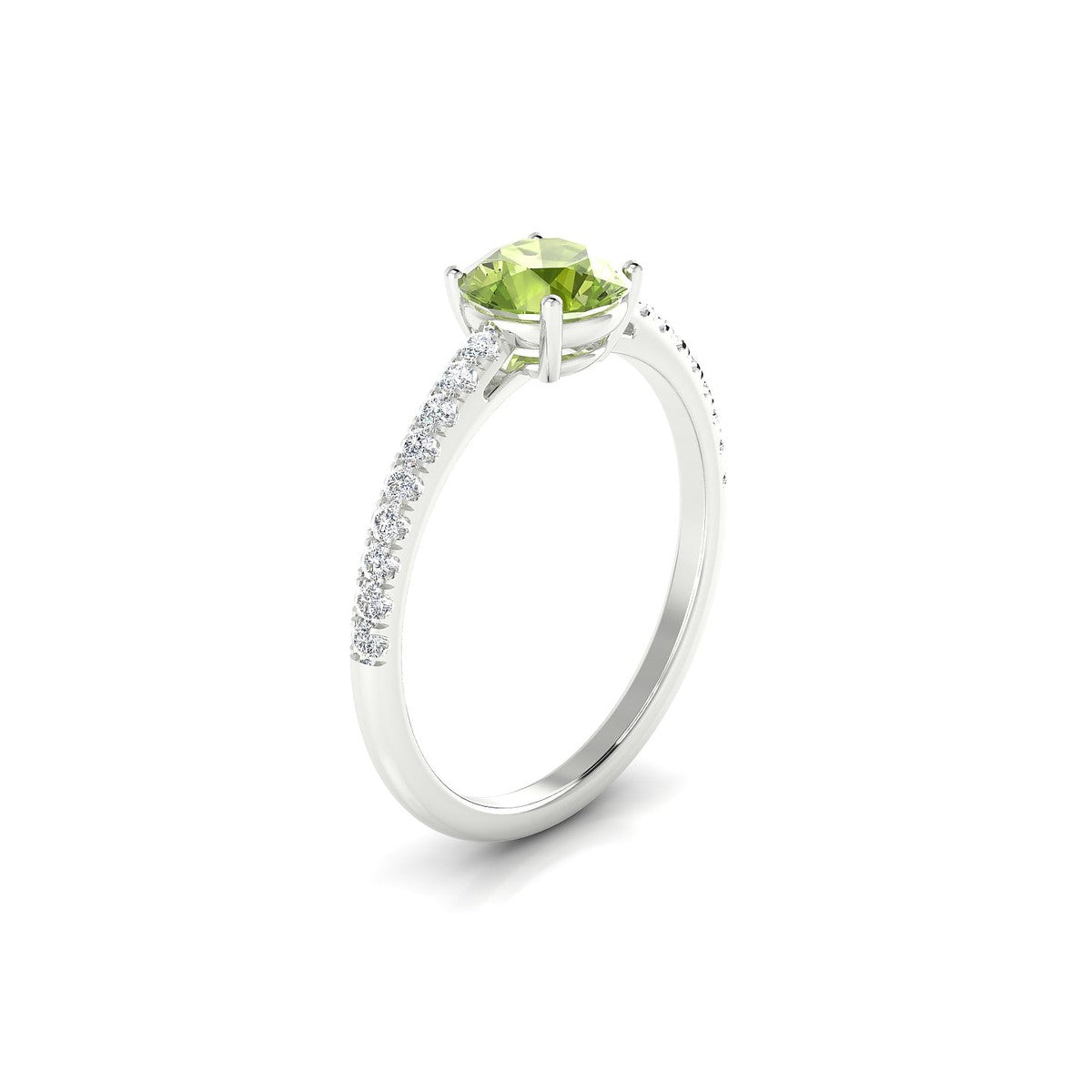 Timeless | 18k White Gold 6 mm Round Peridot Ring