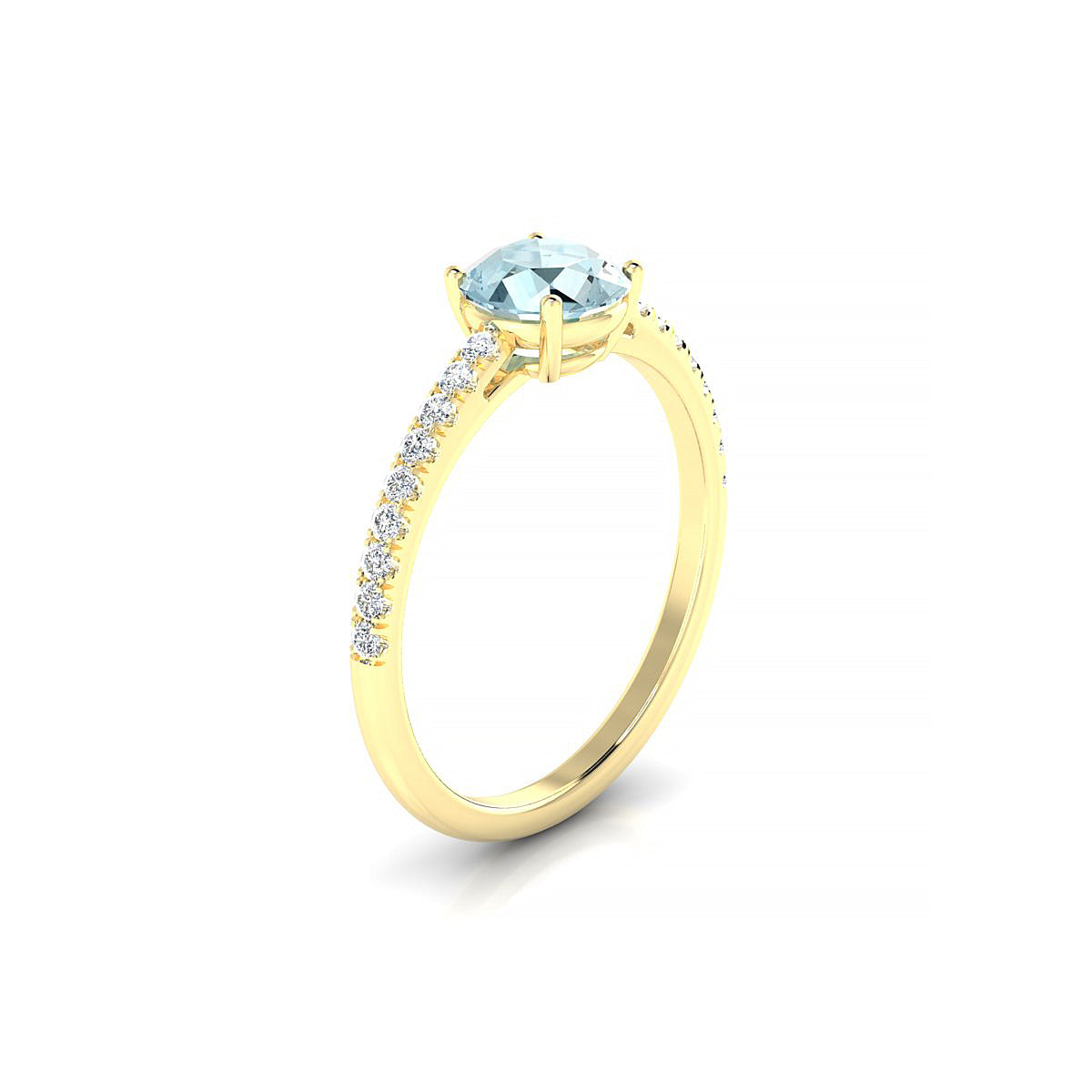 Timeless | 18k Yellow Gold 6 mm Round Aquamarine Ring