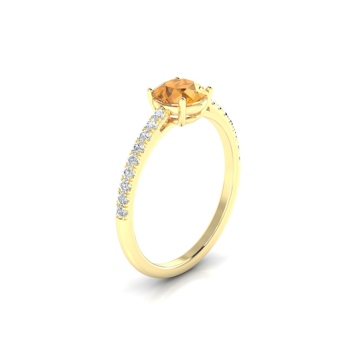 Timeless | 18k Yellow Gold 6 mm Round Citrine Ring