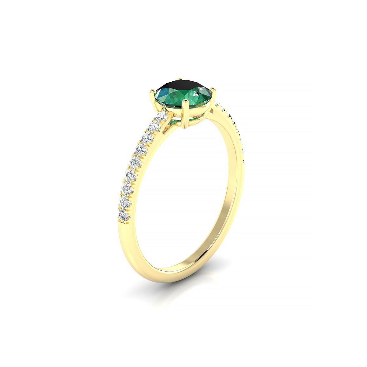 Timeless | 18k Yellow Gold 6 mm Round Emerald Ring
