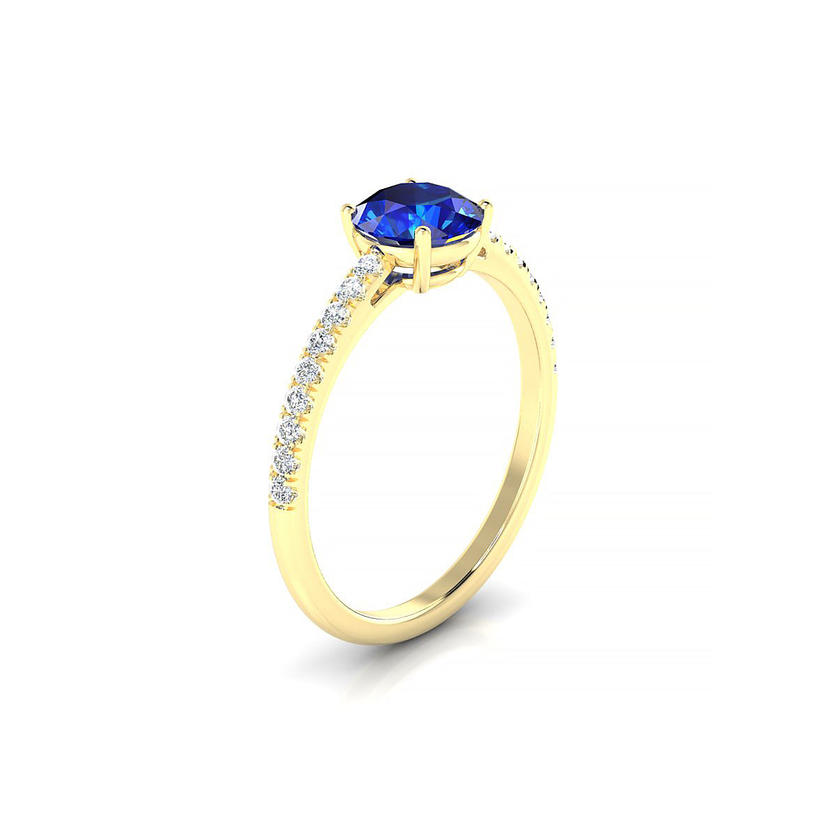 Timeless | 18k Yellow Gold 6 mm Round Sapphire Ring