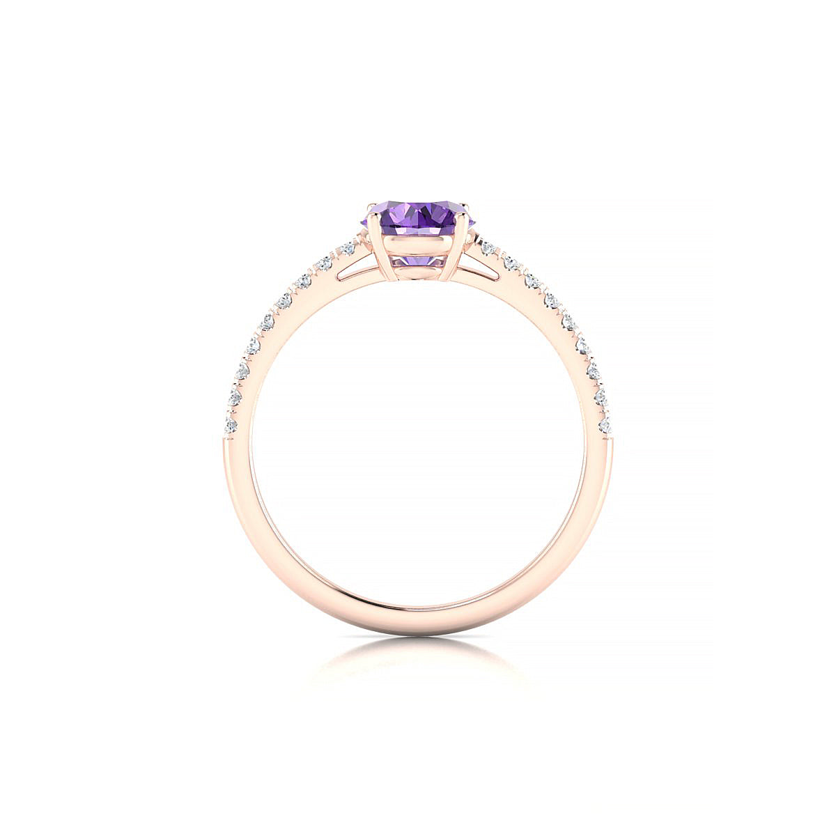 Timeless | 18k Rose Gold 6 mm Round Amethyst Ring