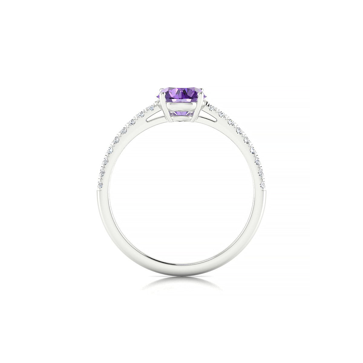 Timeless | 18k White Gold 6 mm Round Amethyst Ring