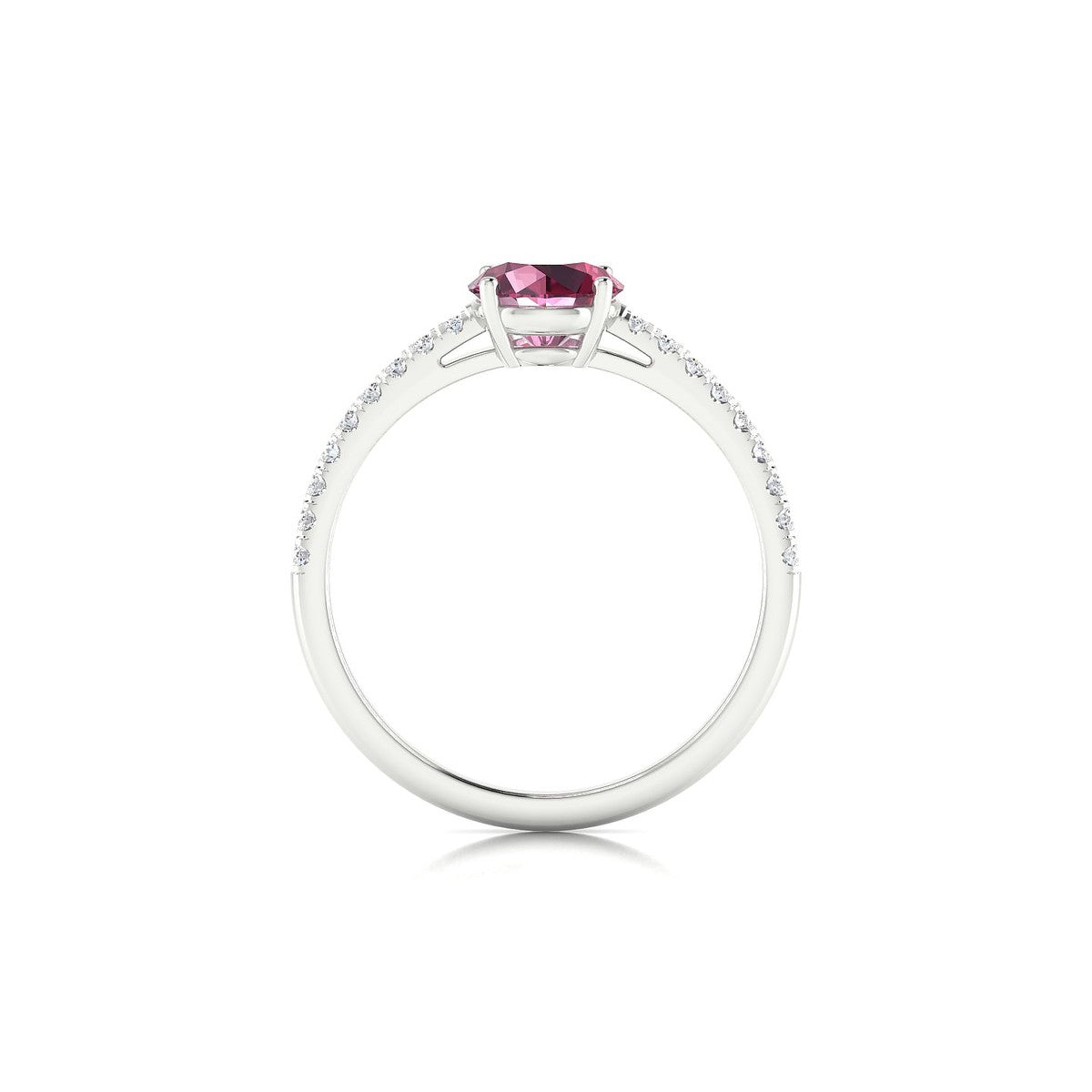 Timeless | 18k White Gold 6 mm Round Rhodolite Ring