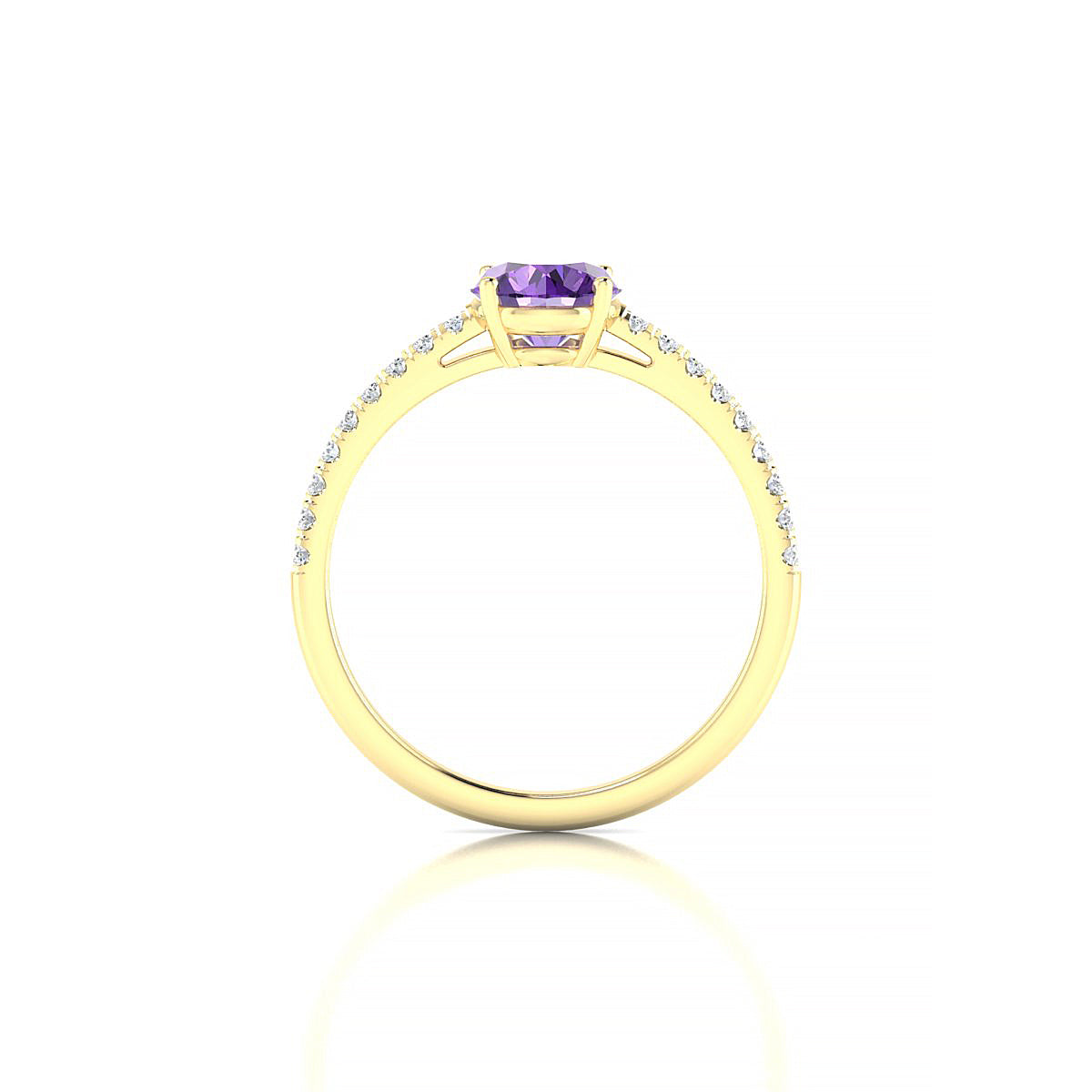 Timeless | 18k Yellow Gold 6 mm Round Amethyst Ring