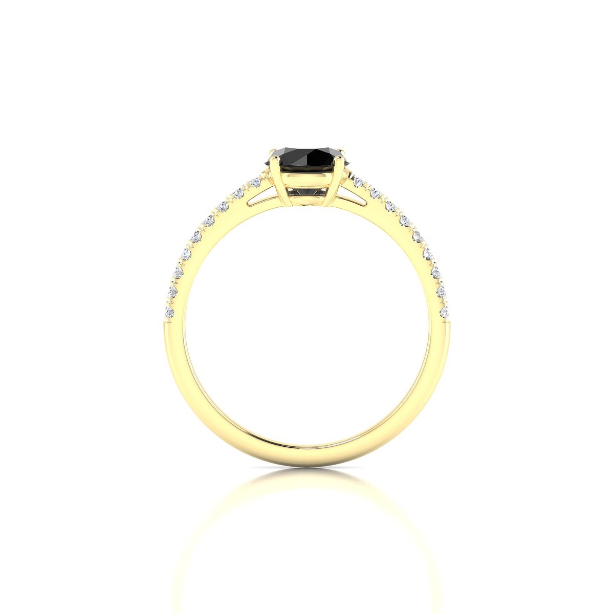 Timeless | 18k Yellow Gold 6 mm Round Black Diamond Ring
