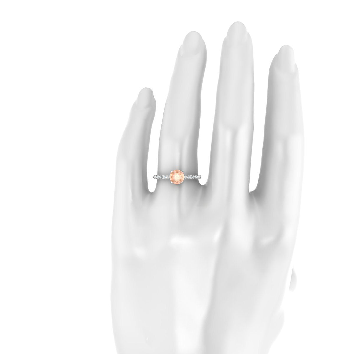 Timeless | 18k White Gold 6 mm Round Morganite Ring