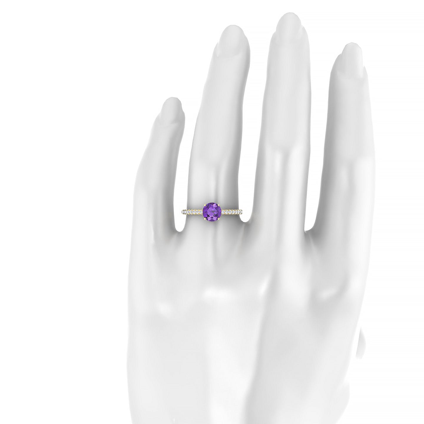 Timeless | 18k Yellow Gold 6 mm Round Amethyst Ring
