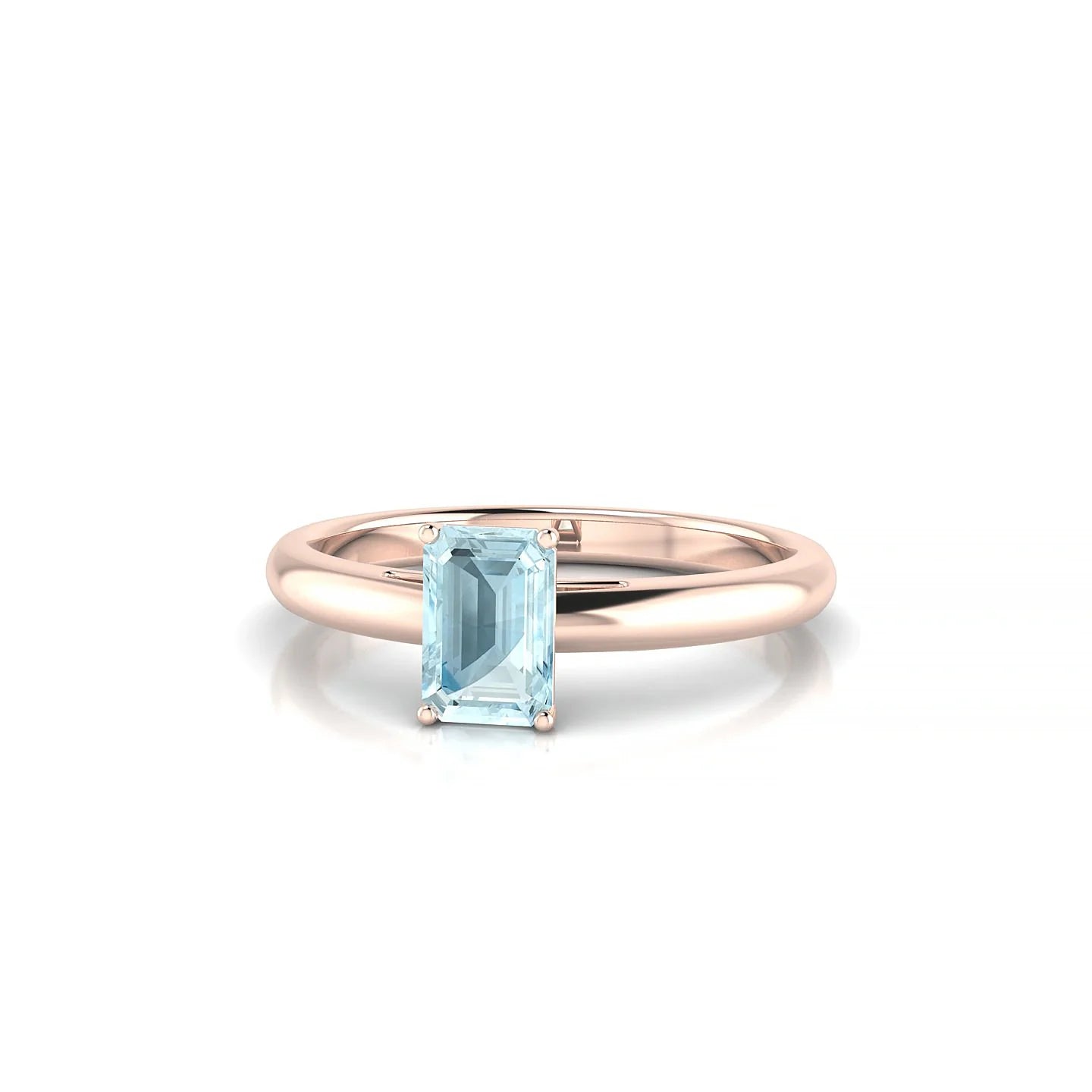 Treasure | 18k Rose Gold 6 x 4 mm Emerald Aquamarine Ring