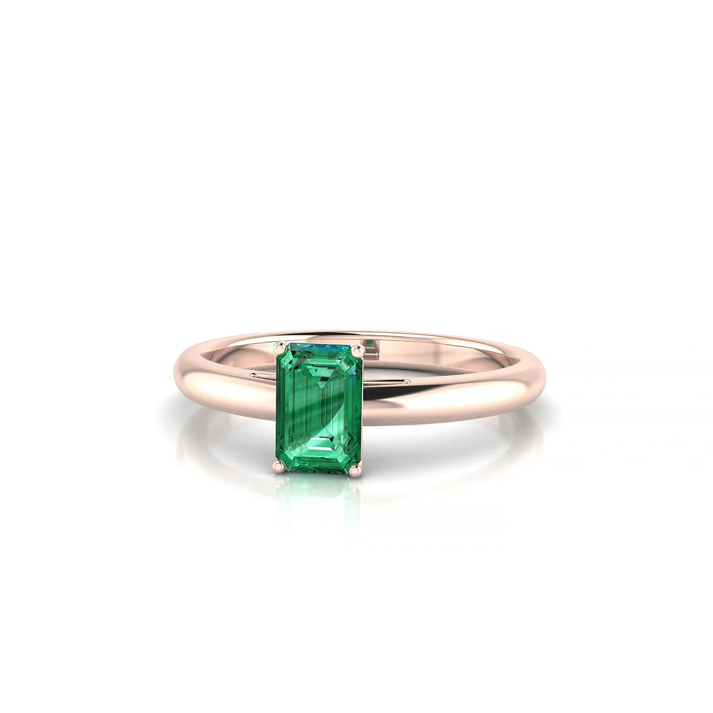 Treasure | 18k Rose Gold 6 x 4 mm Emerald Emerald Ring