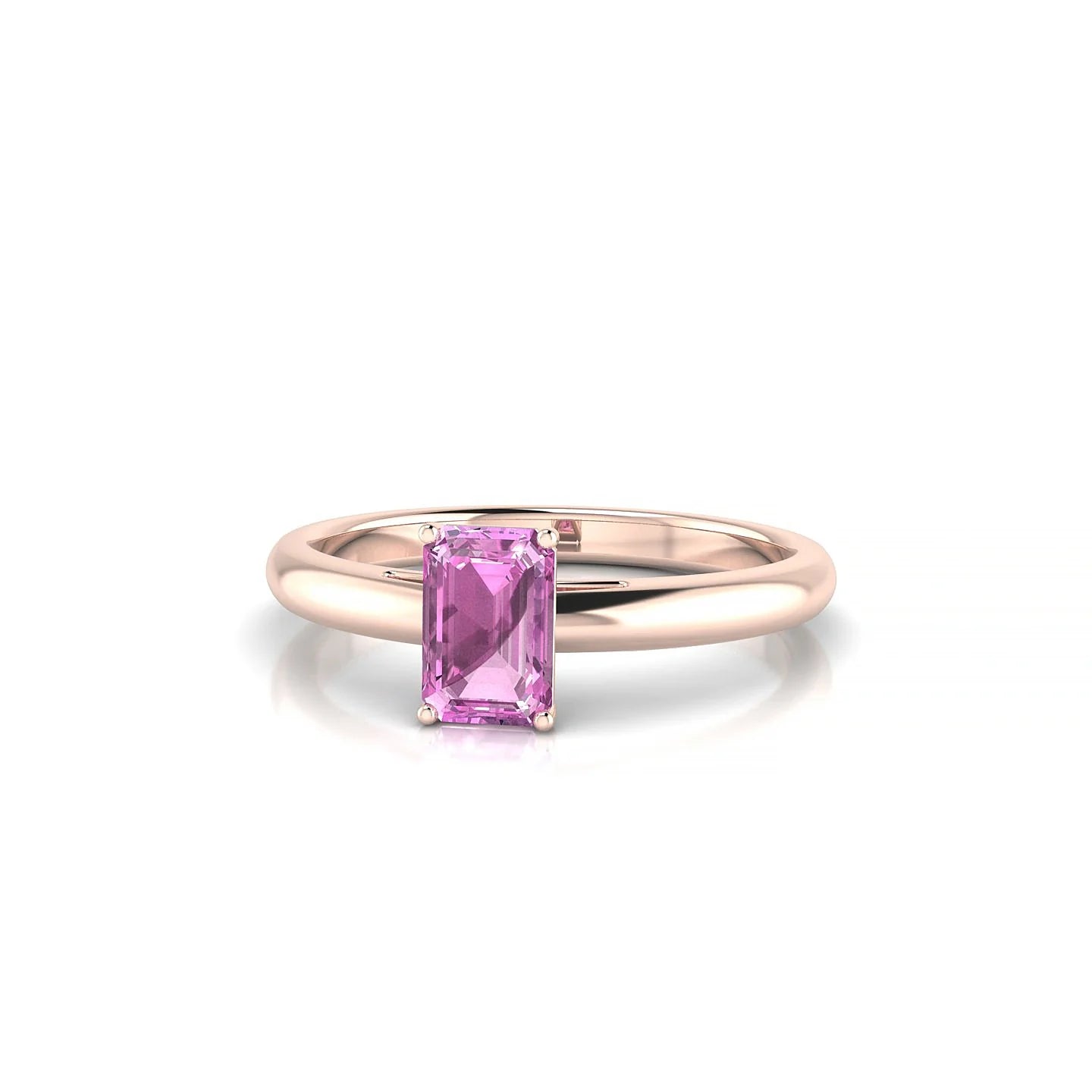 Treasure | 18k Rose Gold 6 x 4 mm Emerald Pink Sapphire Ring