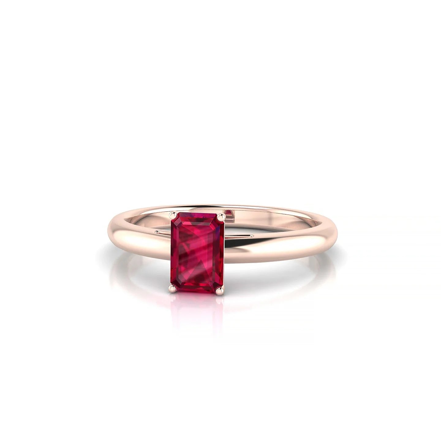 Treasure | 18k Rose Gold 6 x 4 mm Emerald Ruby Ring