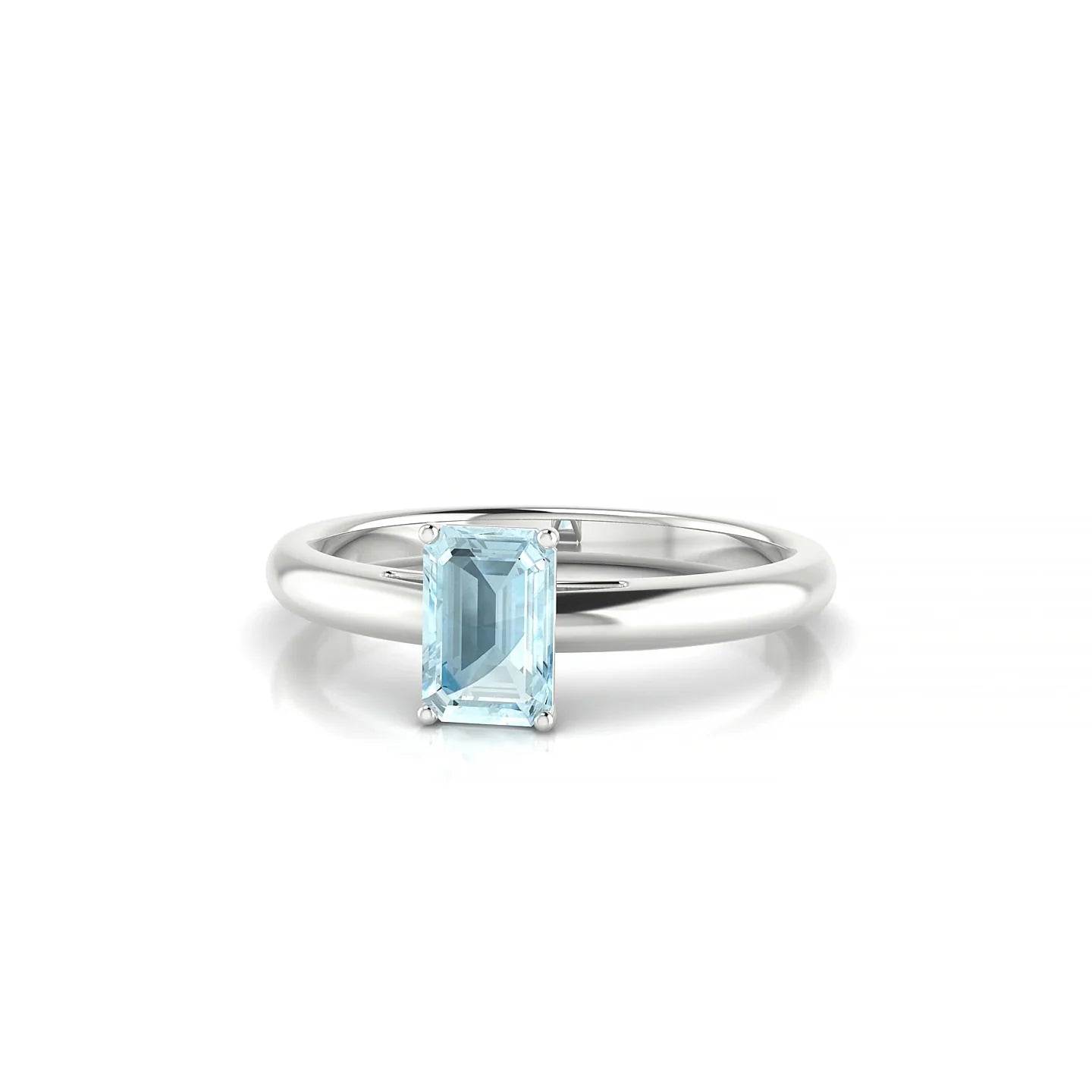 Treasure | 18k White Gold 6 x 4 mm Emerald Aquamarine Ring