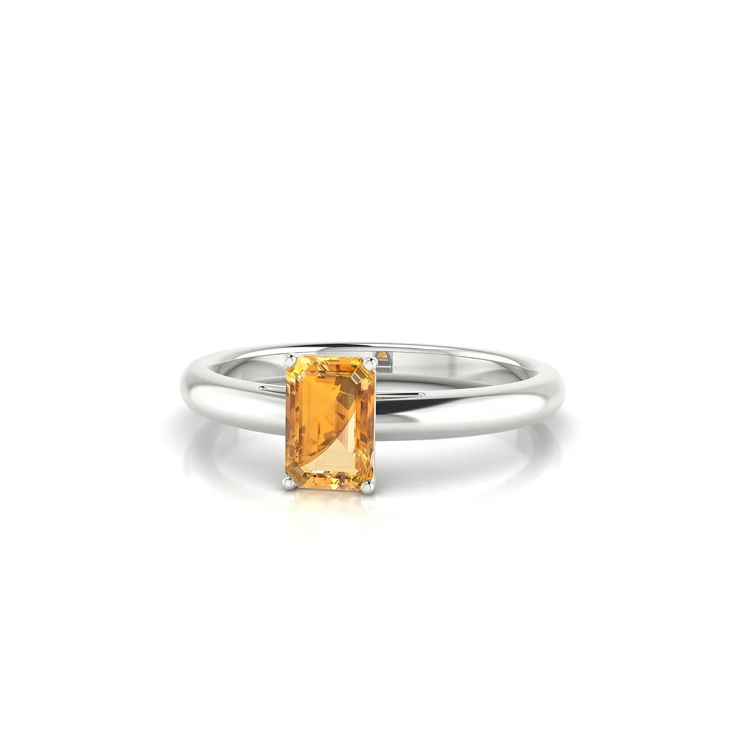 Treasure | 18k White Gold 6 x 4 mm Emerald Citrine Ring
