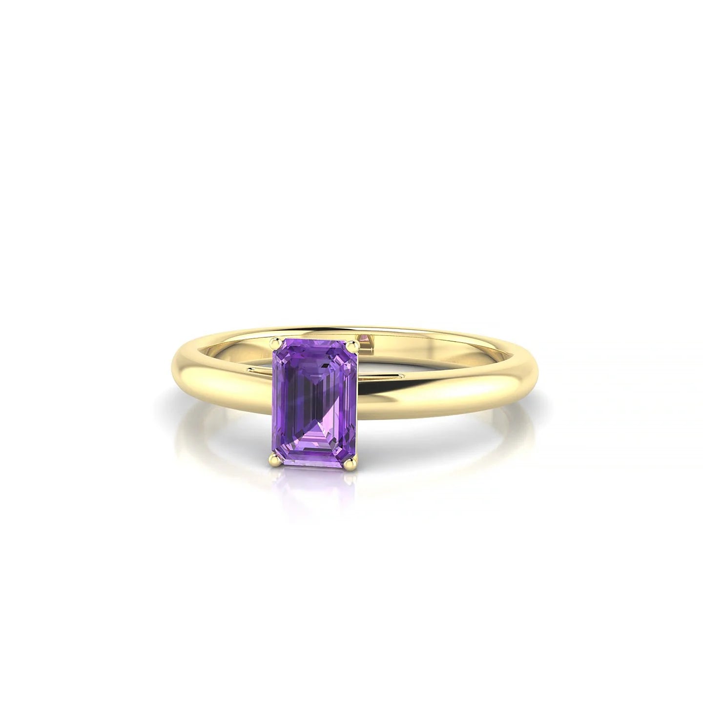 Treasure | 18k Yellow Gold 6 x 4 mm Emerald Amethyst Ring