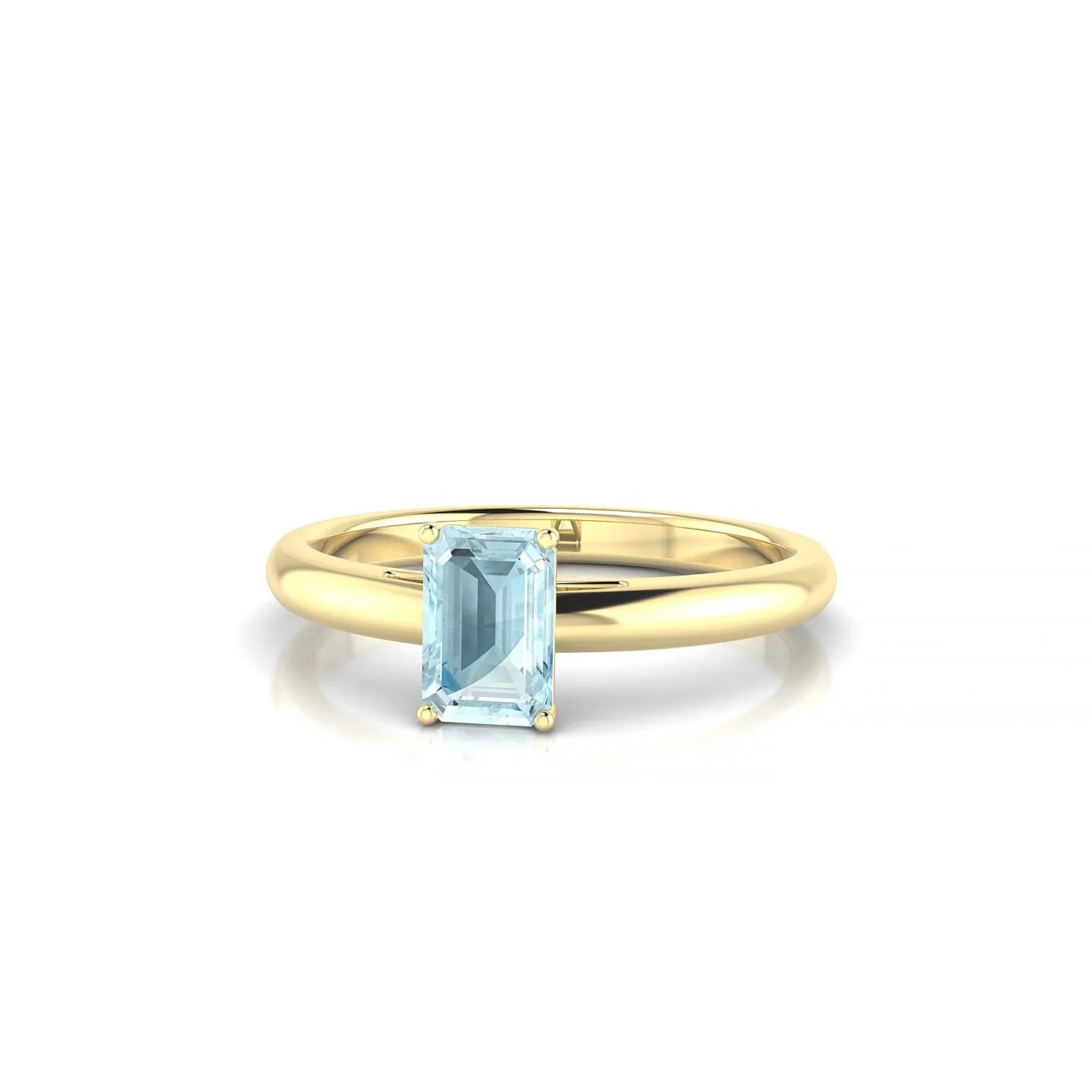 Treasure | 18k Yellow Gold 6 x 4 mm Emerald Aquamarine Ring
