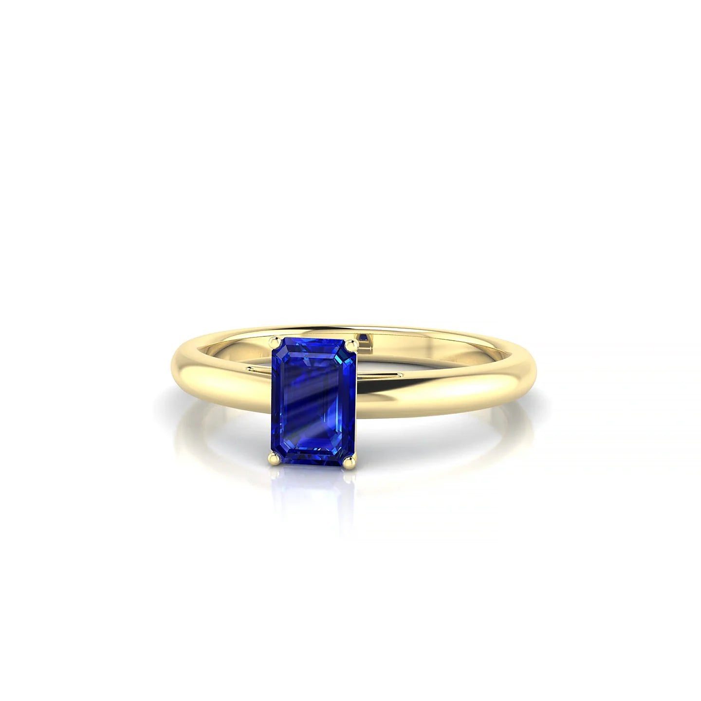 Treasure | 18k Yellow Gold 6 x 4 mm Emerald Sapphire Ring