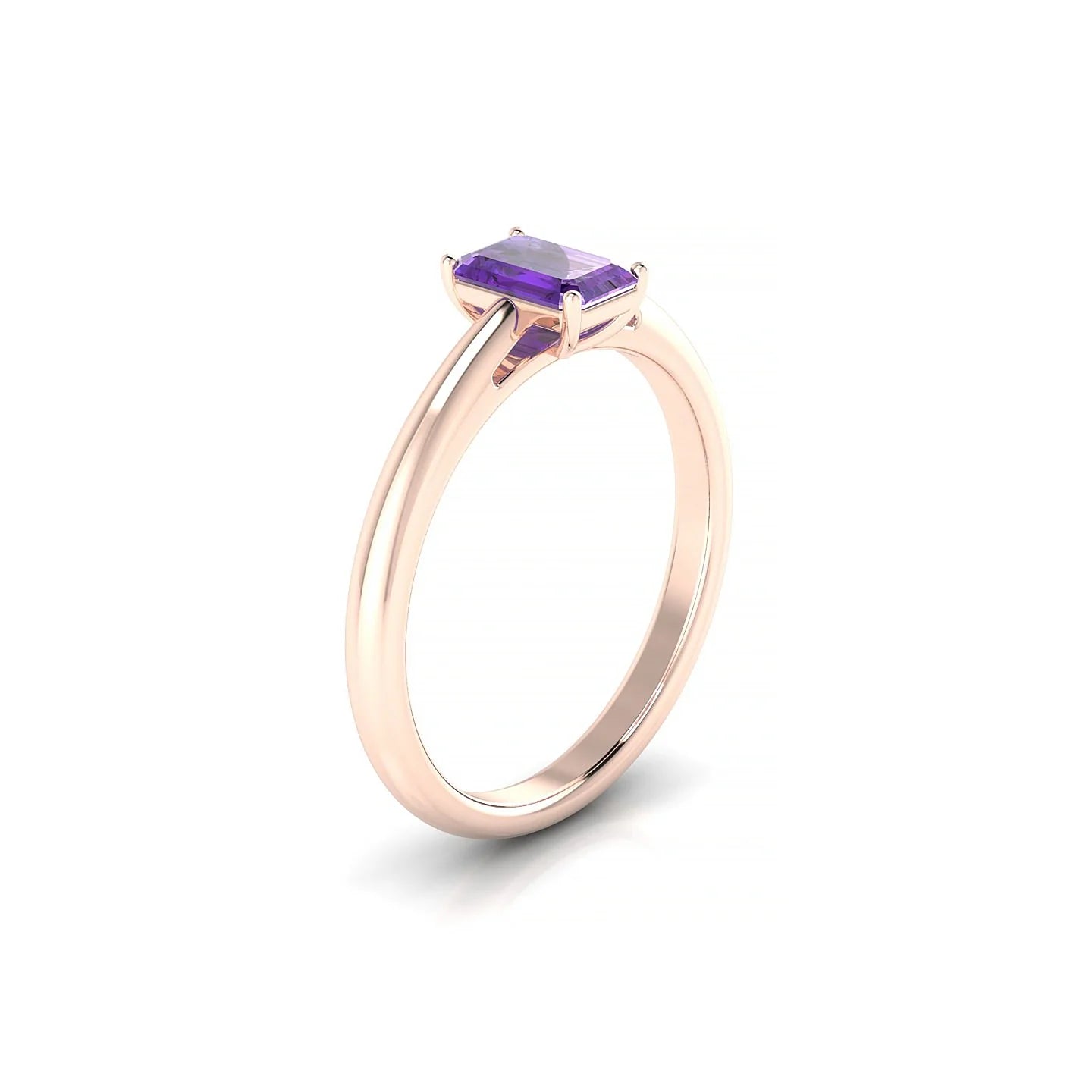 Treasure | 18k Rose Gold 6 x 4 mm Emerald Amethyst Ring