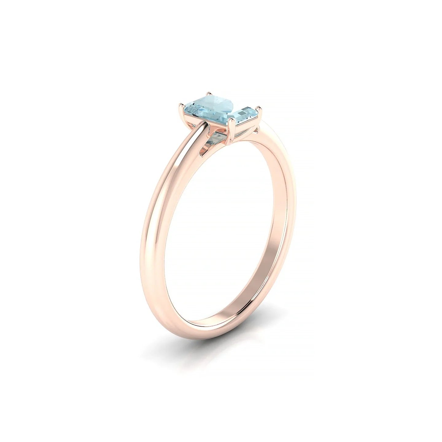 Treasure | 18k Rose Gold 6 x 4 mm Emerald Aquamarine Ring