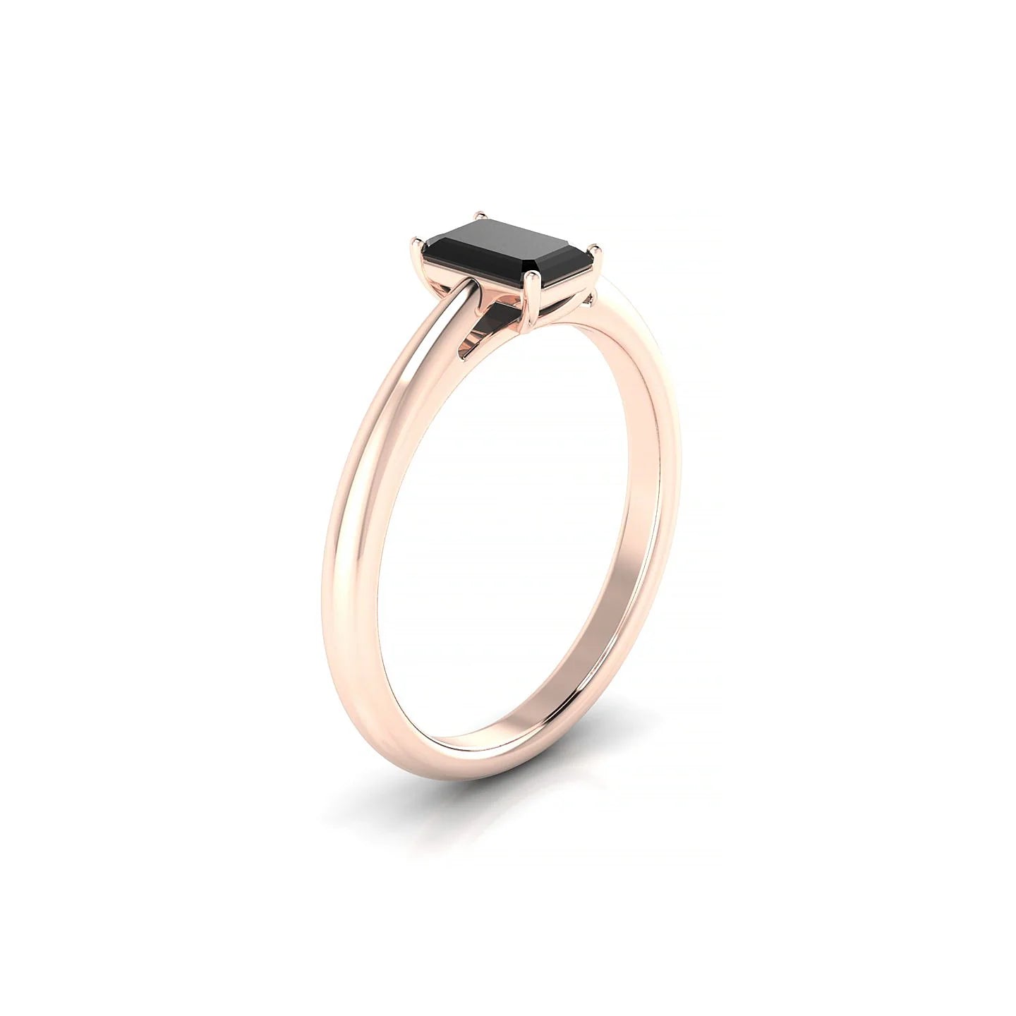 Treasure | 18k Rose Gold 6 x 4 mm Emerald Black Diamond Ring
