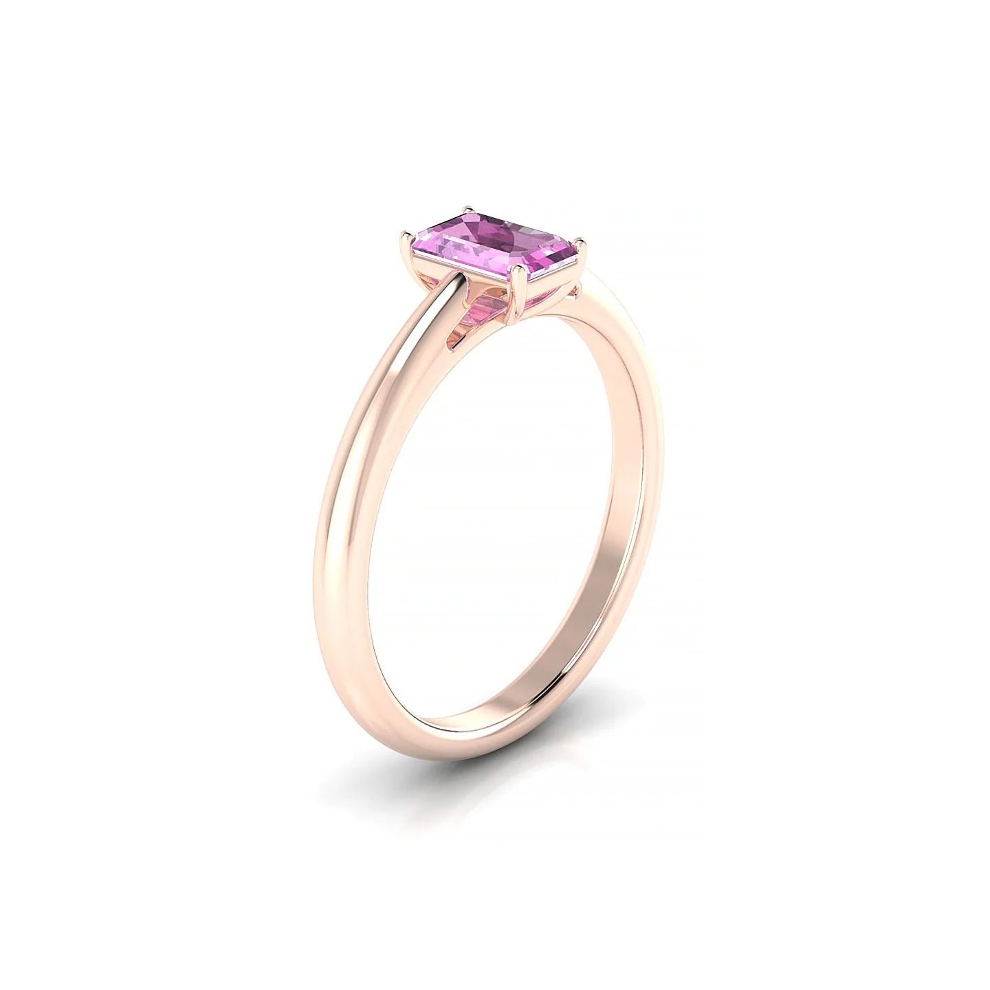 Treasure | 18k Rose Gold 6 x 4 mm Emerald Pink Sapphire Ring