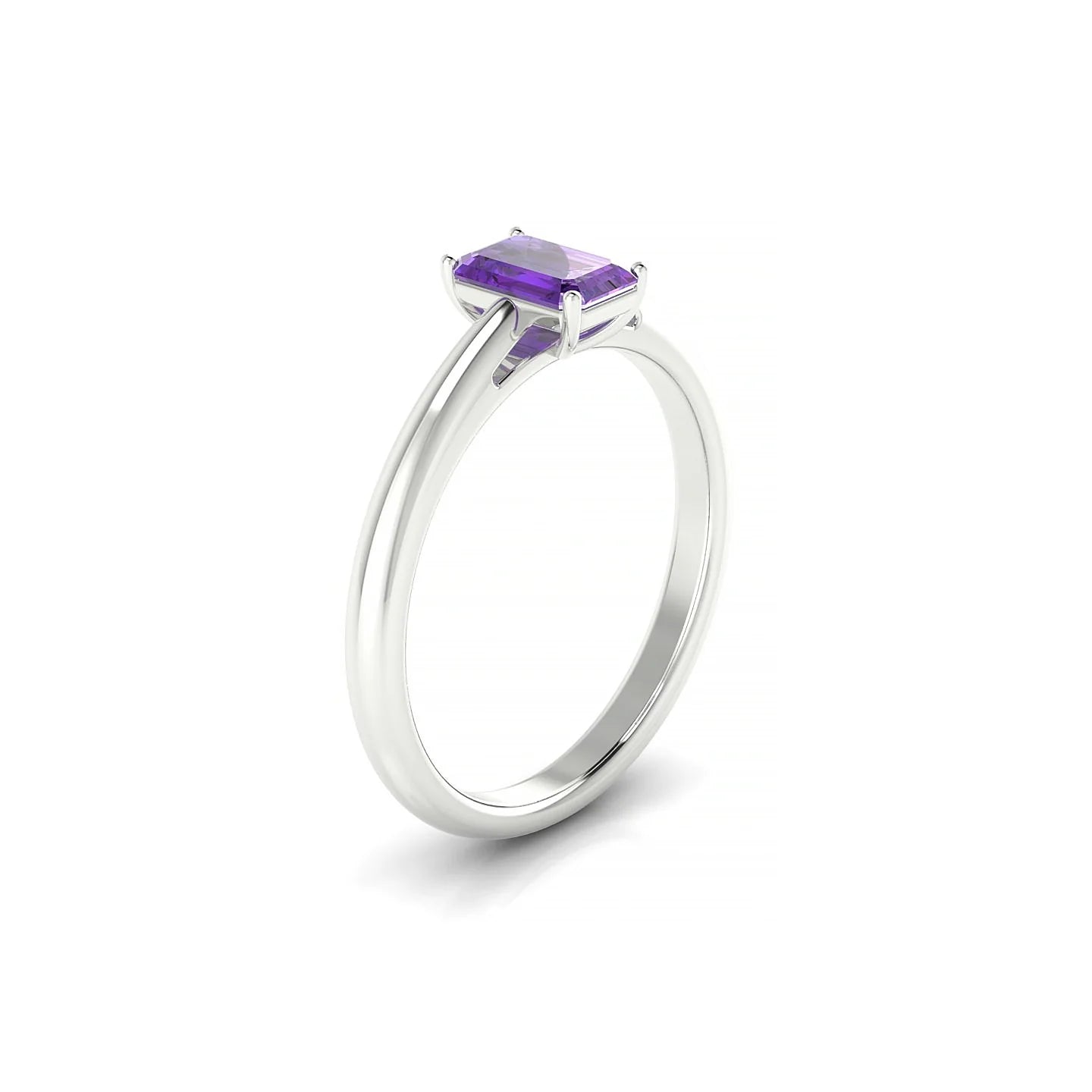 Treasure | 18k White Gold 6 x 4 mm Emerald Amethyst Ring