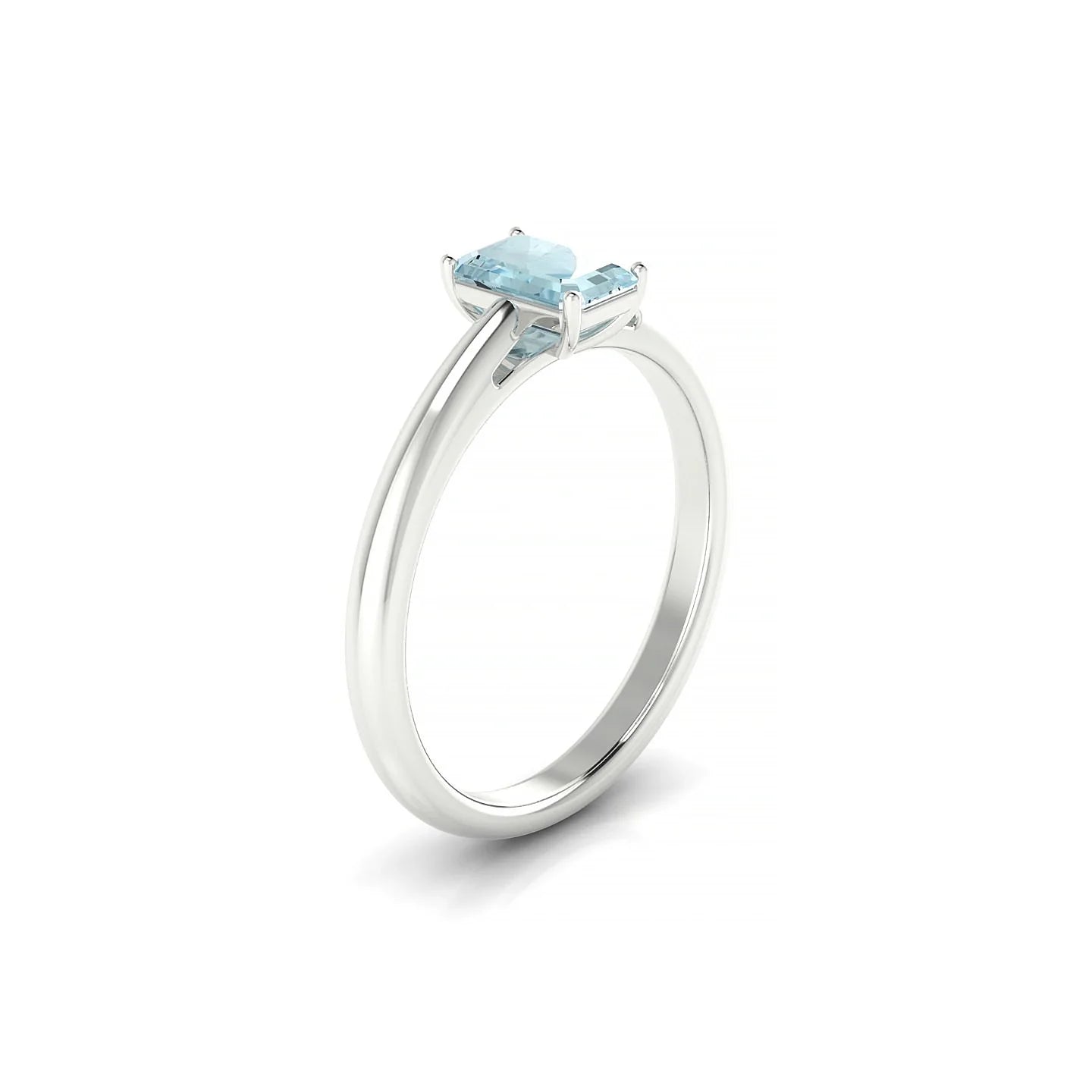 Treasure | 18k White Gold 6 x 4 mm Emerald Aquamarine Ring