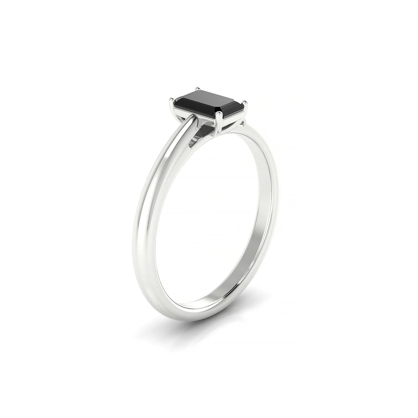 Treasure | 18k White Gold 6 x 4 mm Emerald Black Diamond Ring