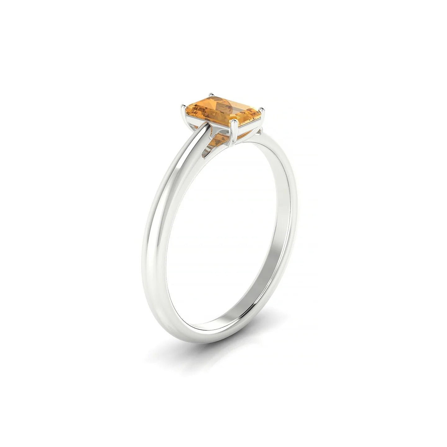 Treasure | 18k White Gold 6 x 4 mm Emerald Citrine Ring