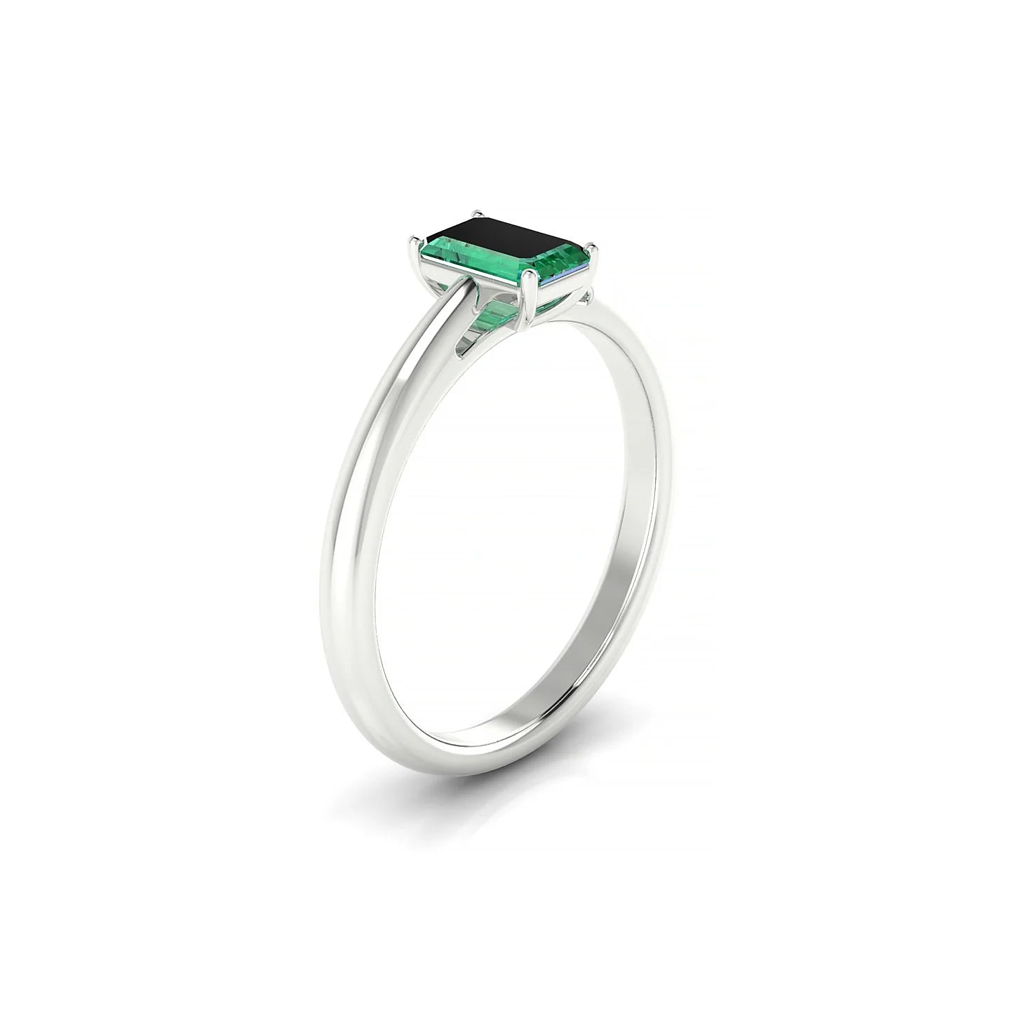 Treasure | 18k White Gold 6 x 4 mm Emerald Emerald Ring