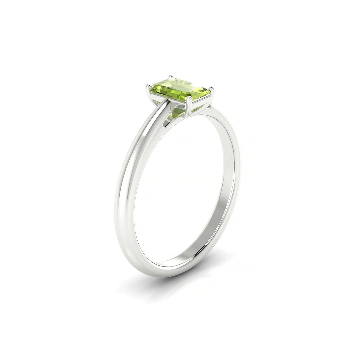Treasure | 18k White Gold 6 x 4 mm Emerald Peridot Ring