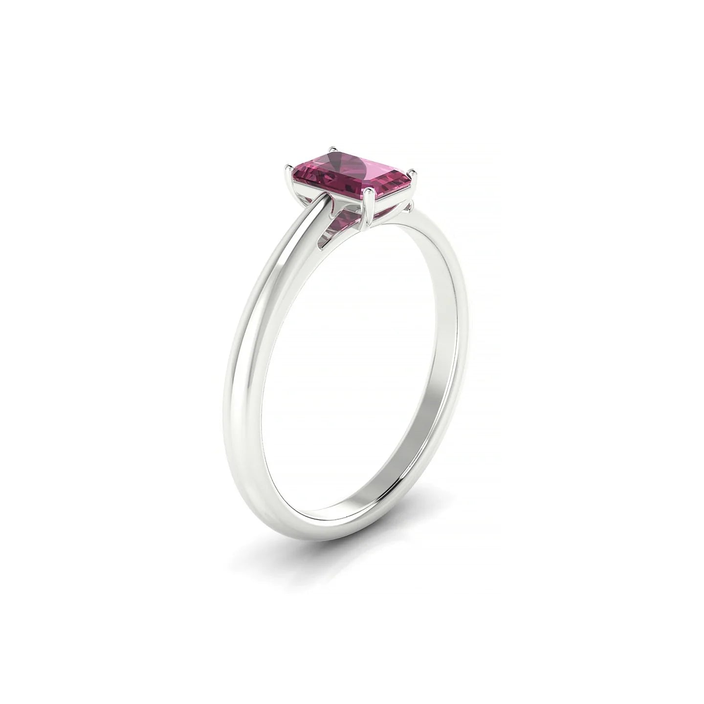 Treasure | 18k White Gold 6 x 4 mm Emerald Rhodolite Ring