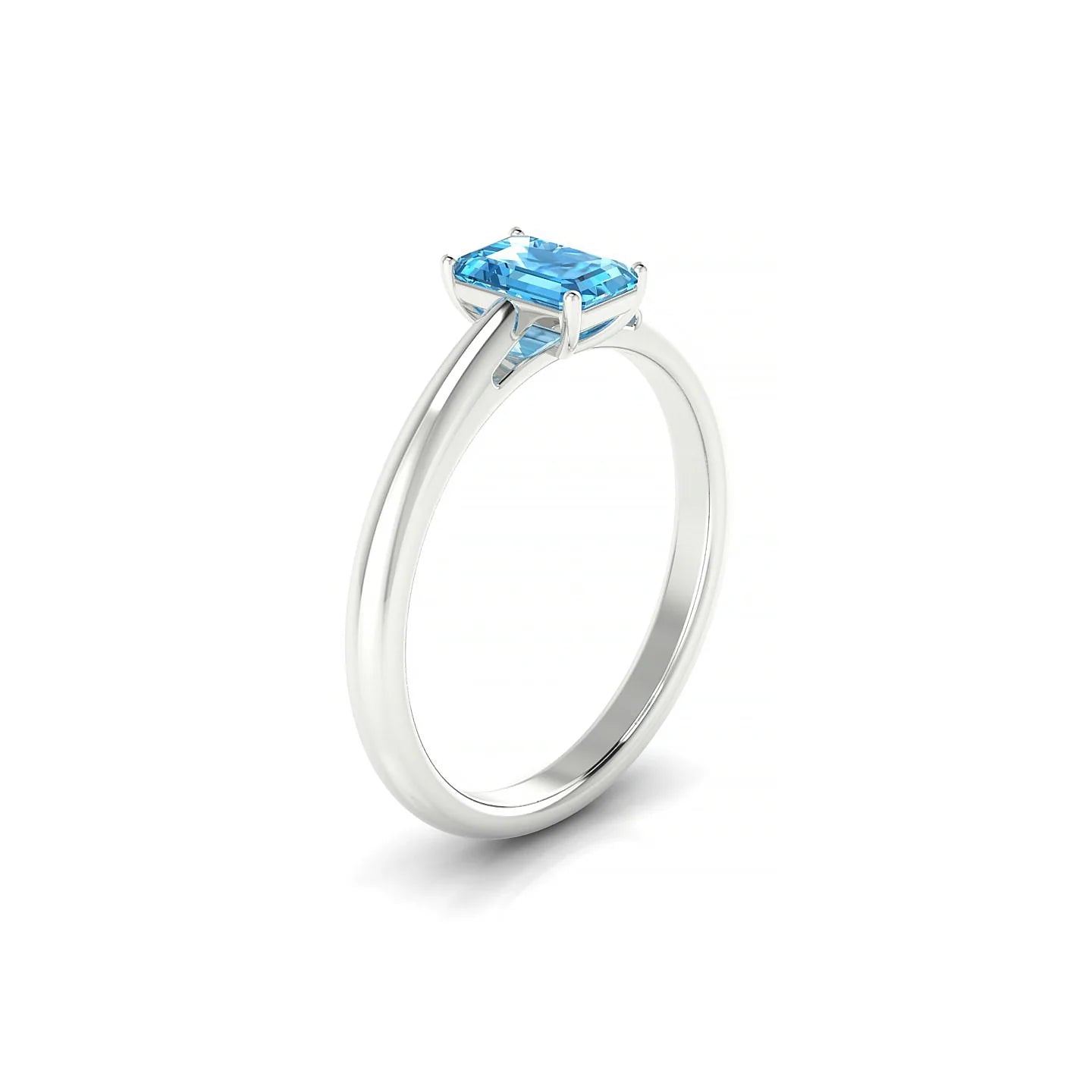 Treasure | 18k White Gold 6 x 4 mm Emerald Topaz Ring