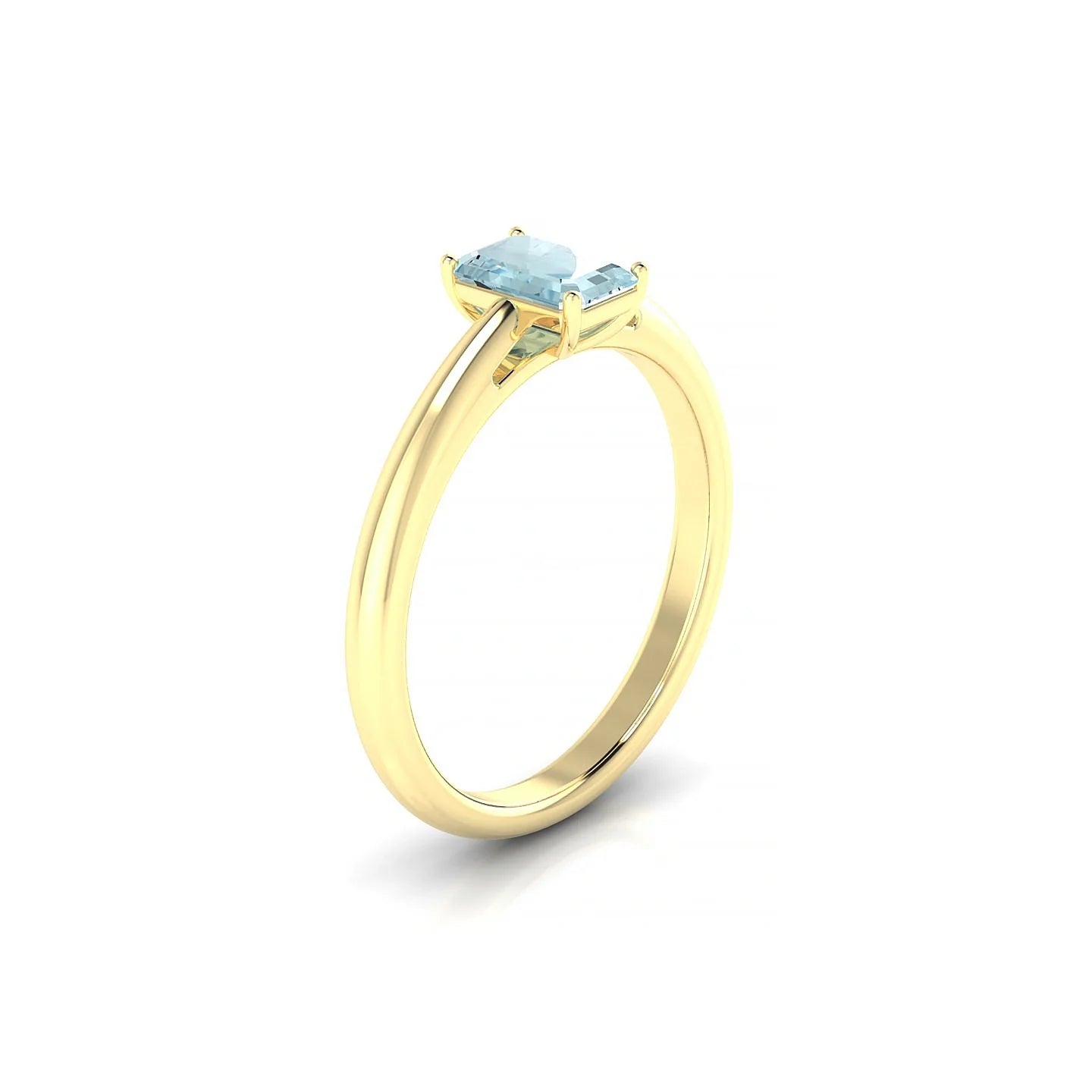 Treasure | 18k Yellow Gold 6 x 4 mm Emerald Aquamarine Ring